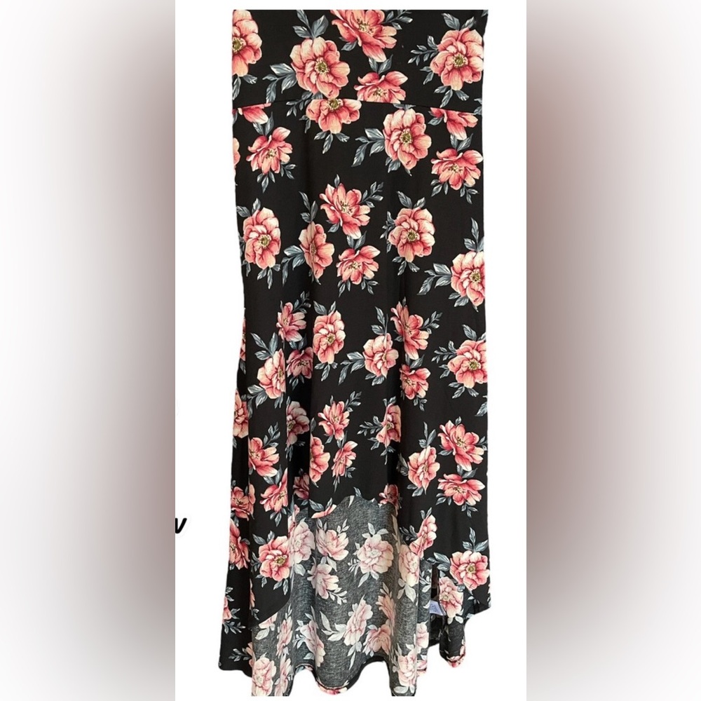 Lularoe Olivia Black Floral High Low Maxi Skirt M